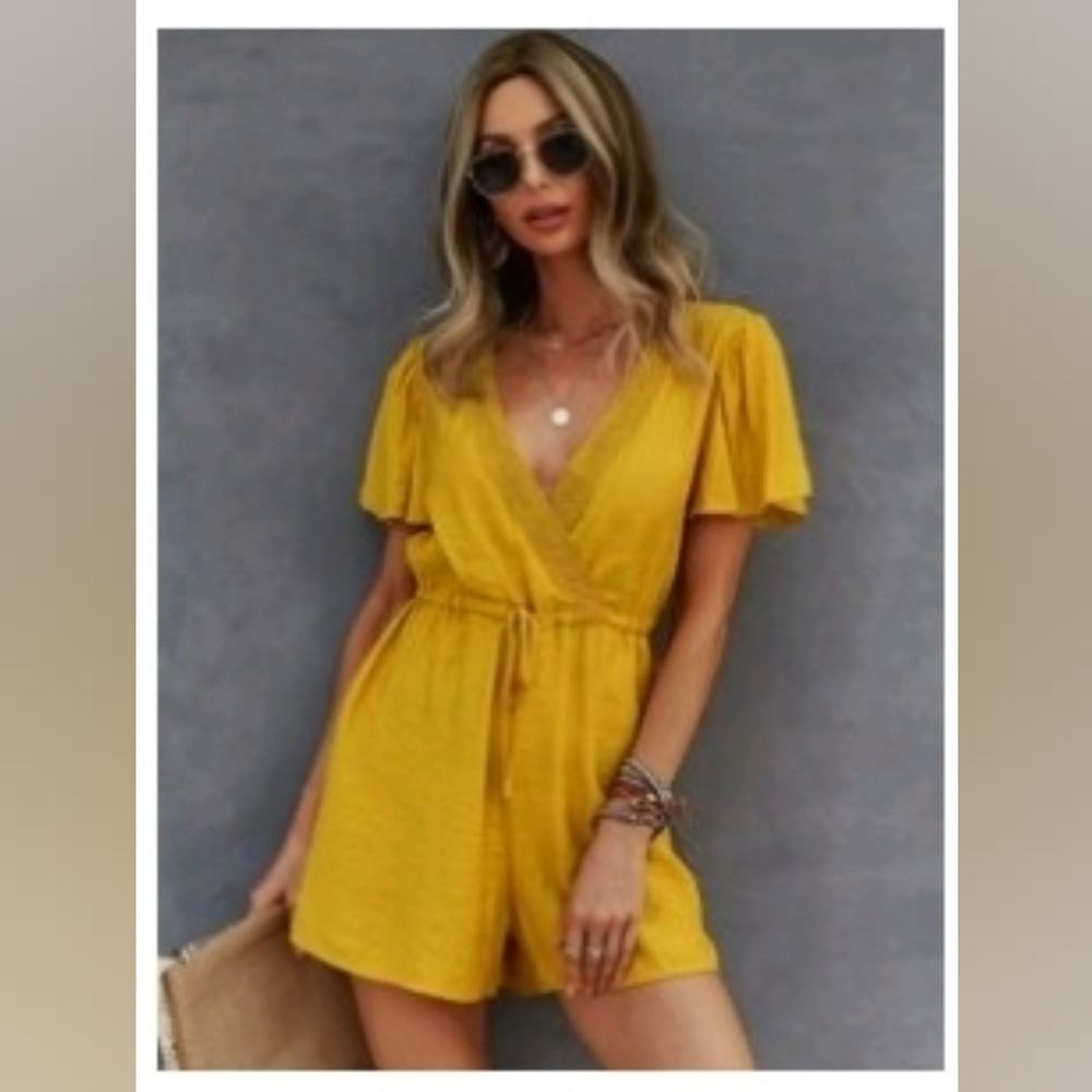 Yellow V-Neck Romper